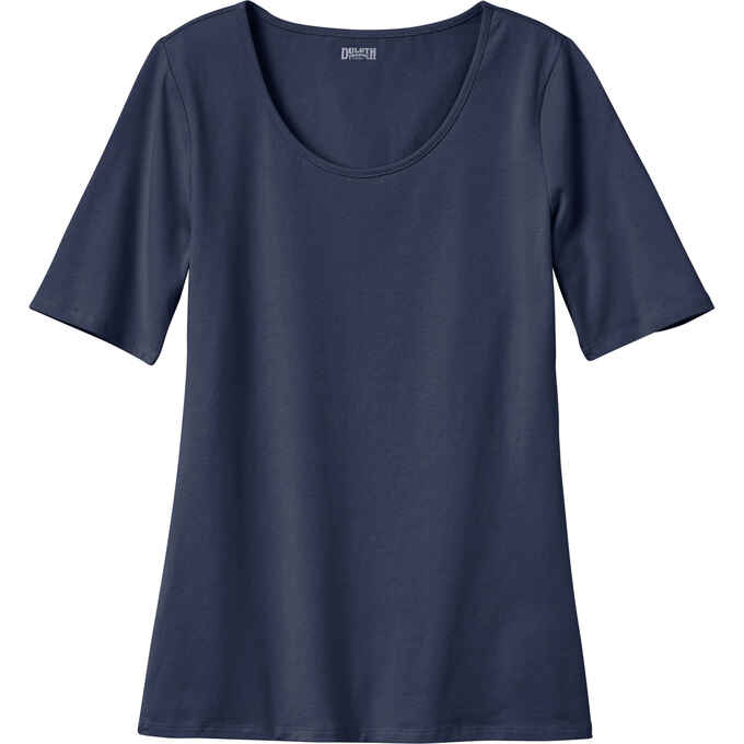 Women's No-Yank Scoopneck Elbow Sleeve T-Shirt Women's No-Yank Scoopneck Elbow Sleeve T-Shirt