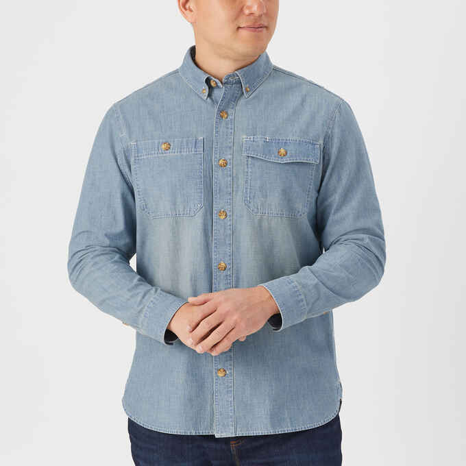 Men's CoolMax Chambray Standard Fit Long Sleeve Shirt | Duluth Trading ...