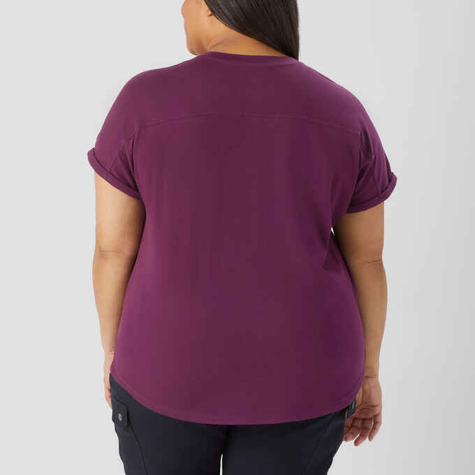 Women's Plus Lightweight Longtail T Short Sleeve Henley