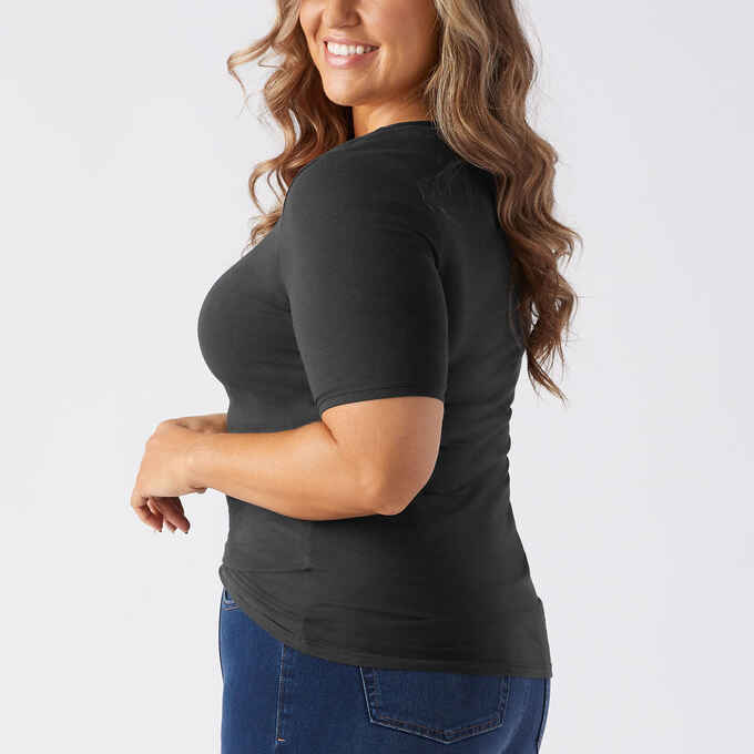 Women's No-Yank Scoopneck Elbow Sleeve T-Shirt