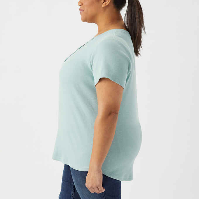 Women's Plus Makers Studio Cotton Rib Henley T-Shirt