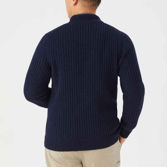 shetland wool windproof zip sweater