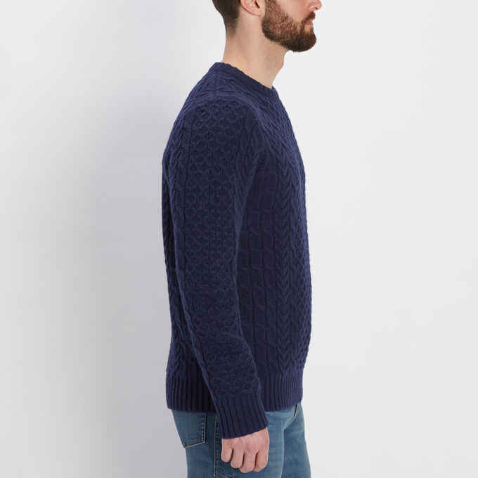 Men's Shetland Wool Cable Sweater