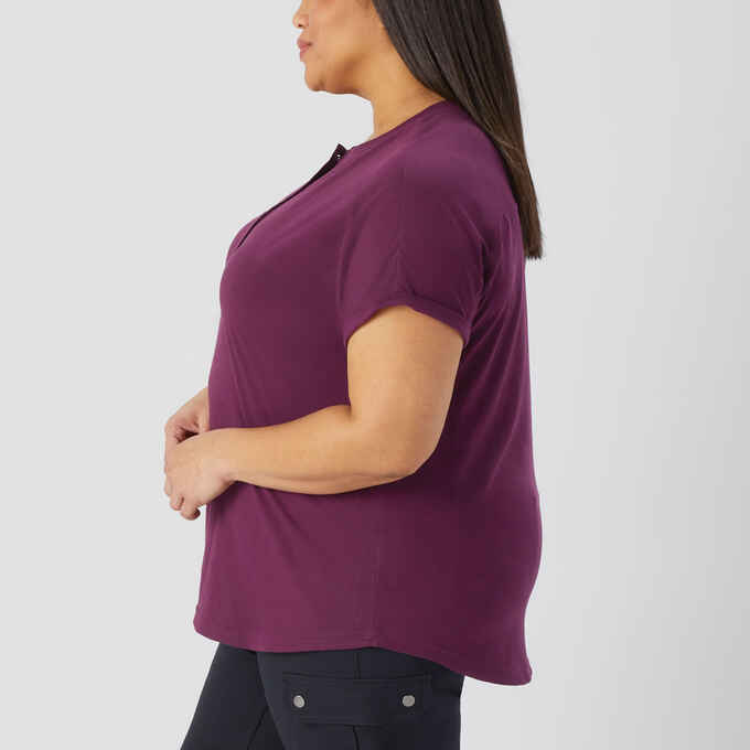 Women's Plus Lightweight Longtail T Short Sleeve Henley