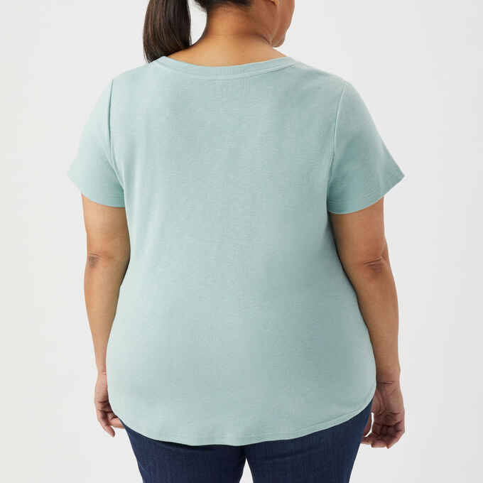 Women's Plus Makers Studio Cotton Rib Henley T-Shirt