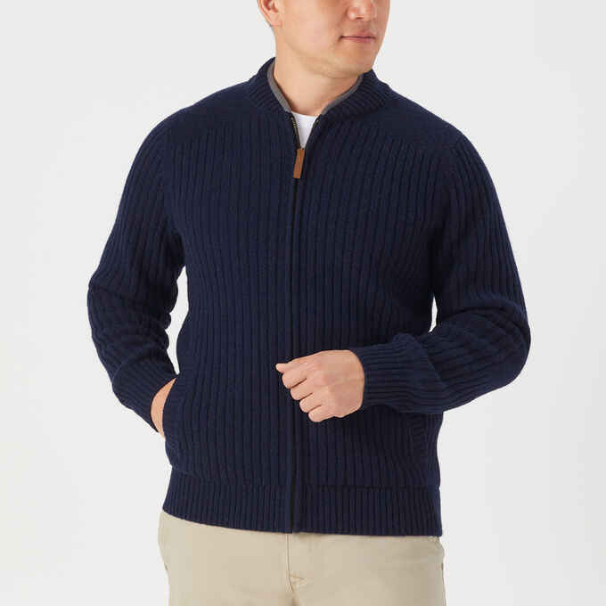 shetland wool windproof zip sweater