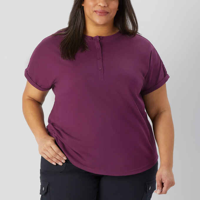 Women's Plus Lightweight Longtail T Short Sleeve Henley Women's Plus Lightweight Longtail T Short Sleeve Henley