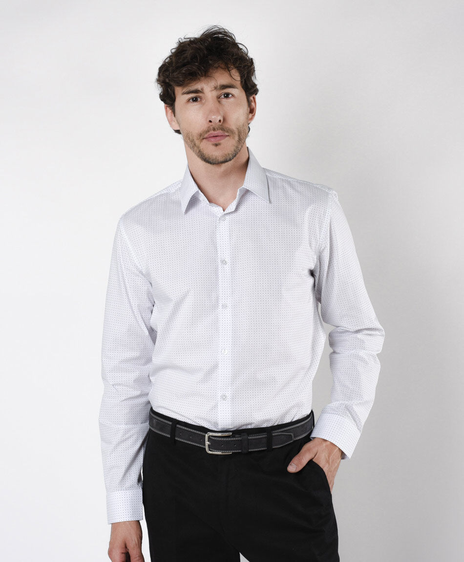 Camisa hombre puntitos blanca TRICOT