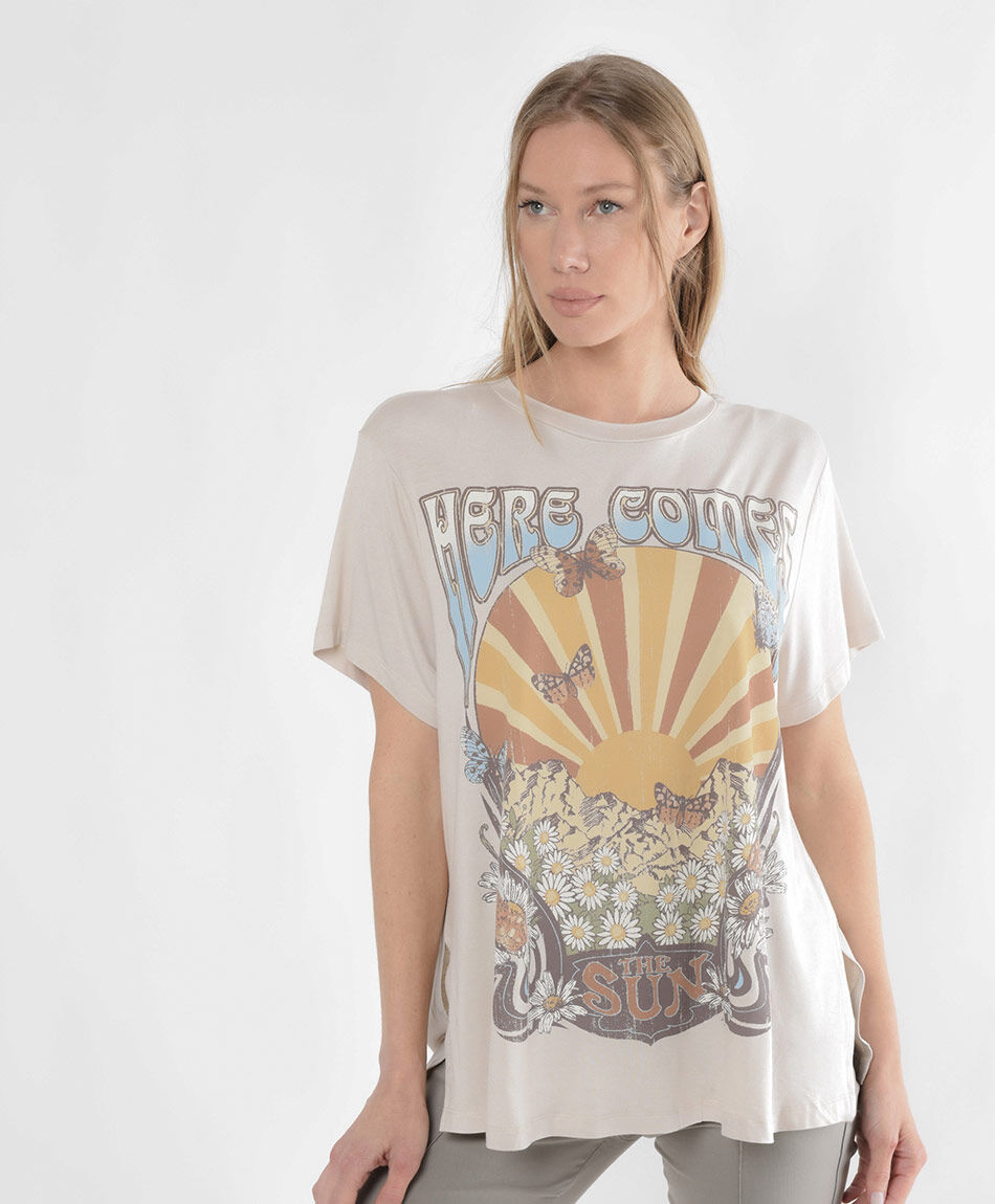 Polera mujer estampada hippie TRICOT