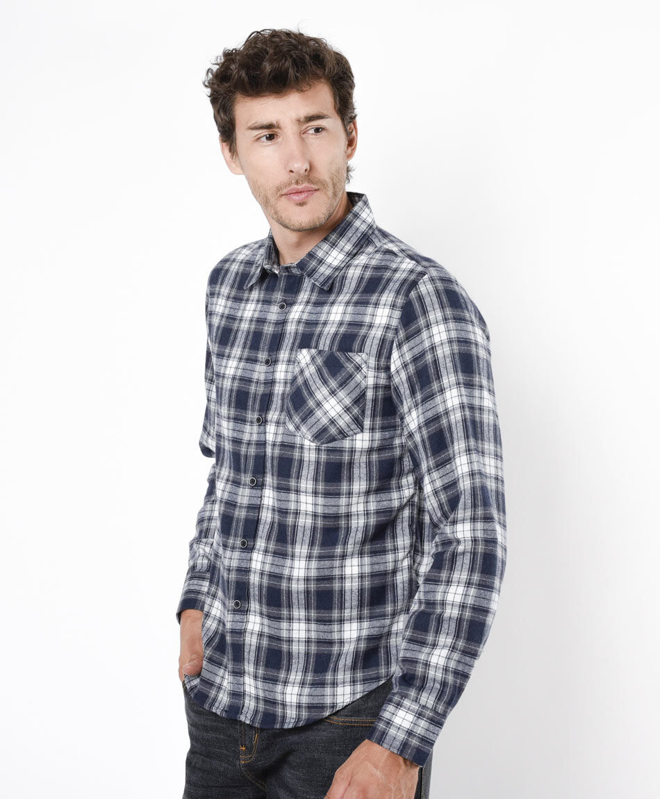 Camisa hombre franela azul TRICOT