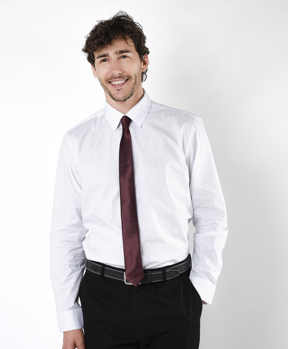 Camisa hombre puntitos blanca TRICOT