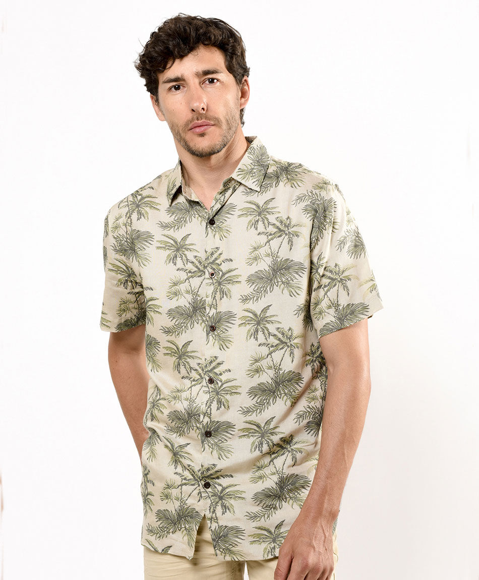 Camisa hombre palmeras tropical TRICOT
