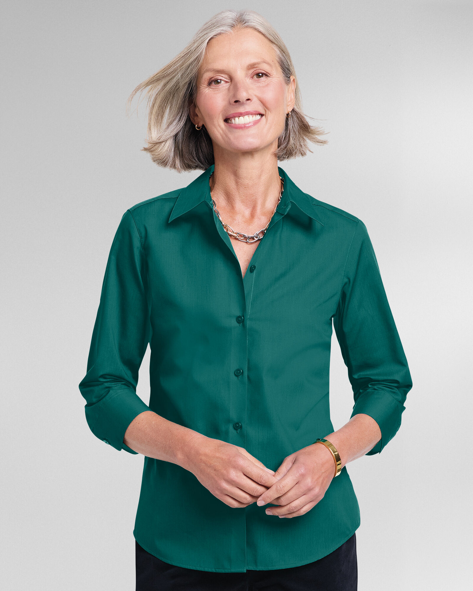 Foxcroft Perfect-Fit Three-Quarter-Sleeve Shirt | Appleseed's Foxcroft Perfect-Fit Three-Quarter-Sleeve Shirt | Appleseed's