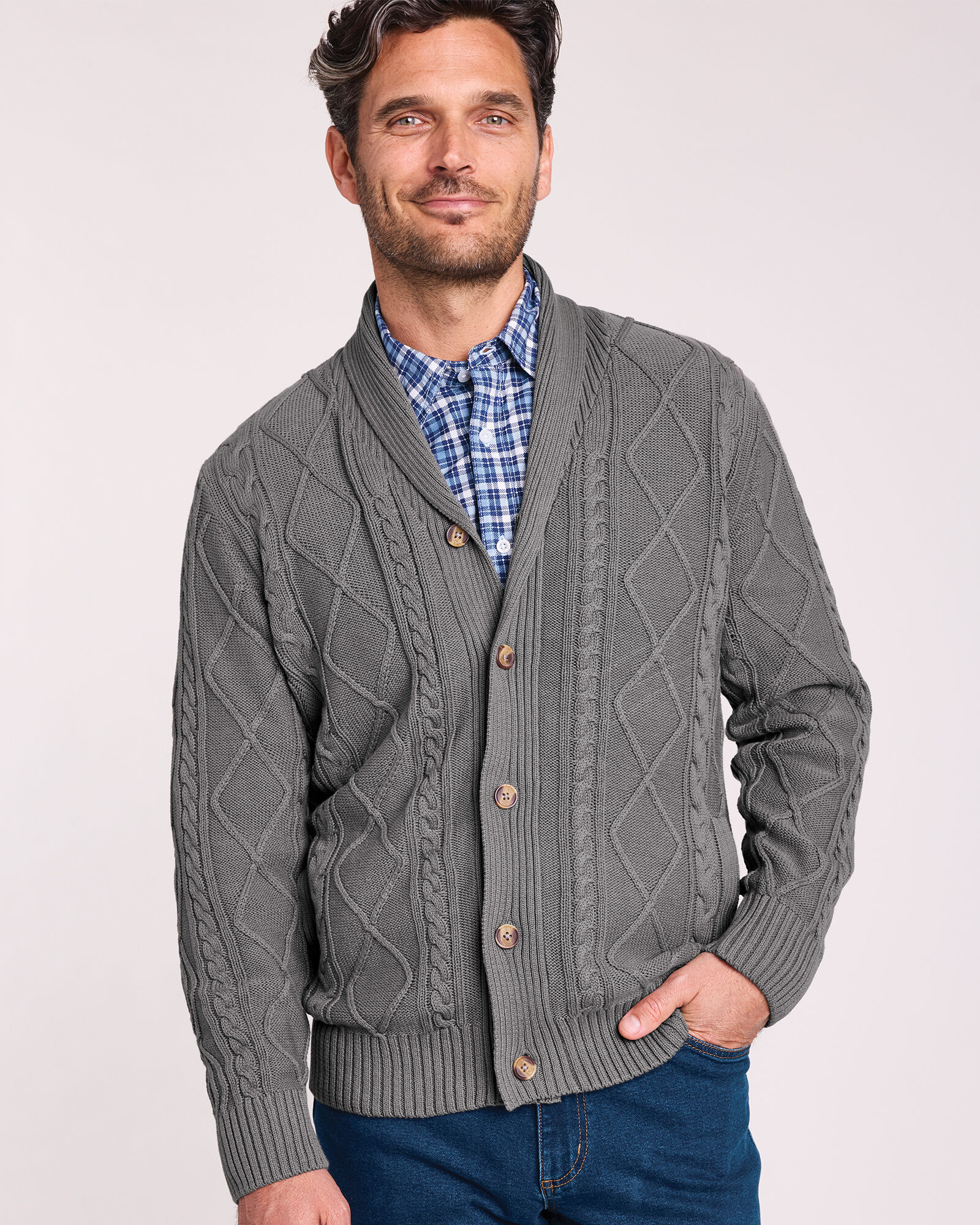 John Blair® Fisherman Shawl Collar Cardigan | Blair John Blair® Fisherman Shawl Collar Cardigan | Blair