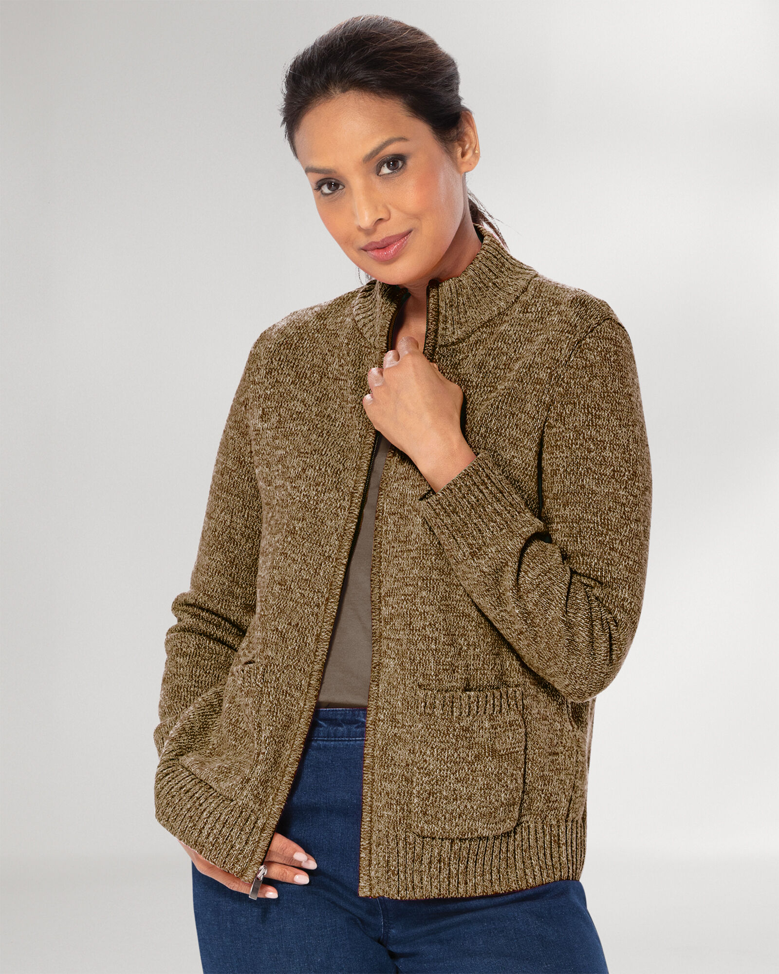 Bayside Cotton Zip-Front Cardigan | Appleseed's