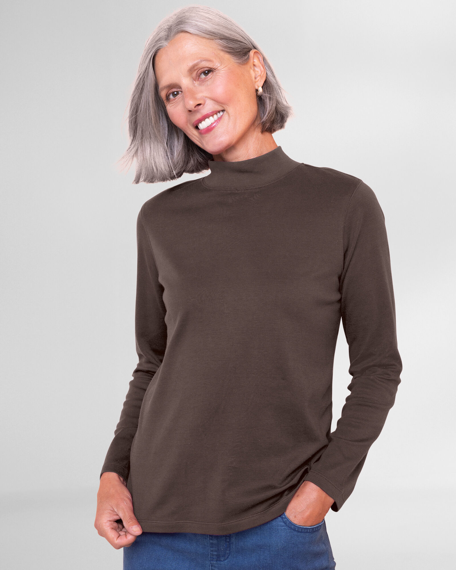 Essential Cotton Long-Sleeve Solid Mockneck | Appleseed's