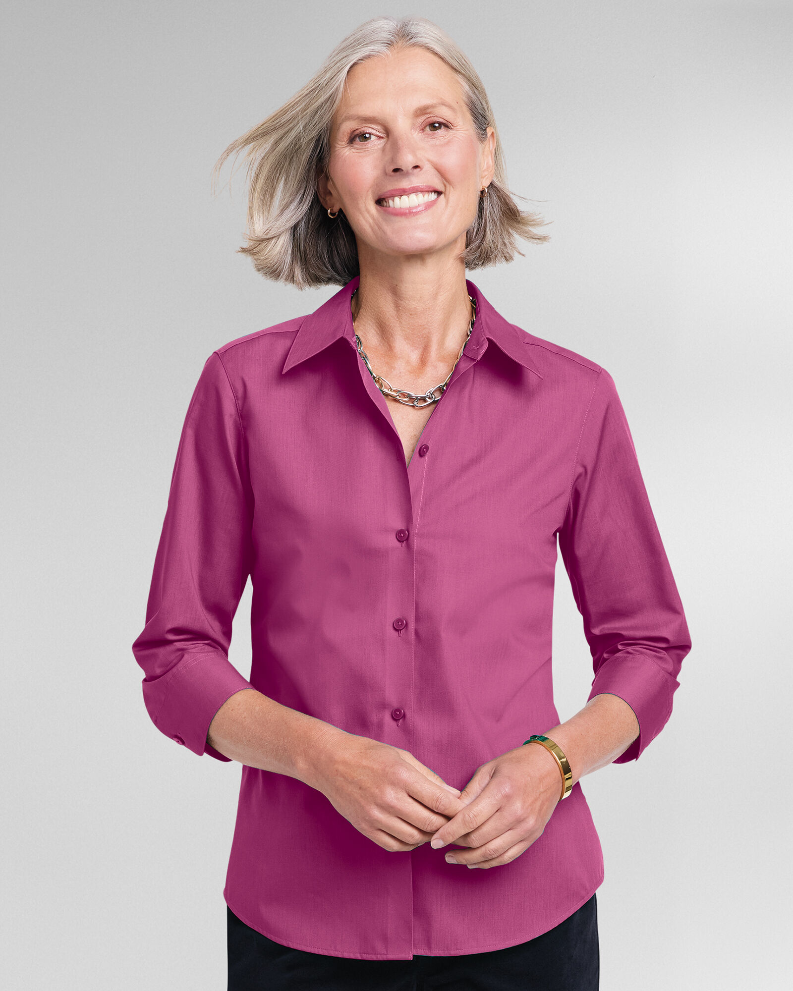Foxcroft Perfect-Fit Three-Quarter-Sleeve Shirt | Appleseed's