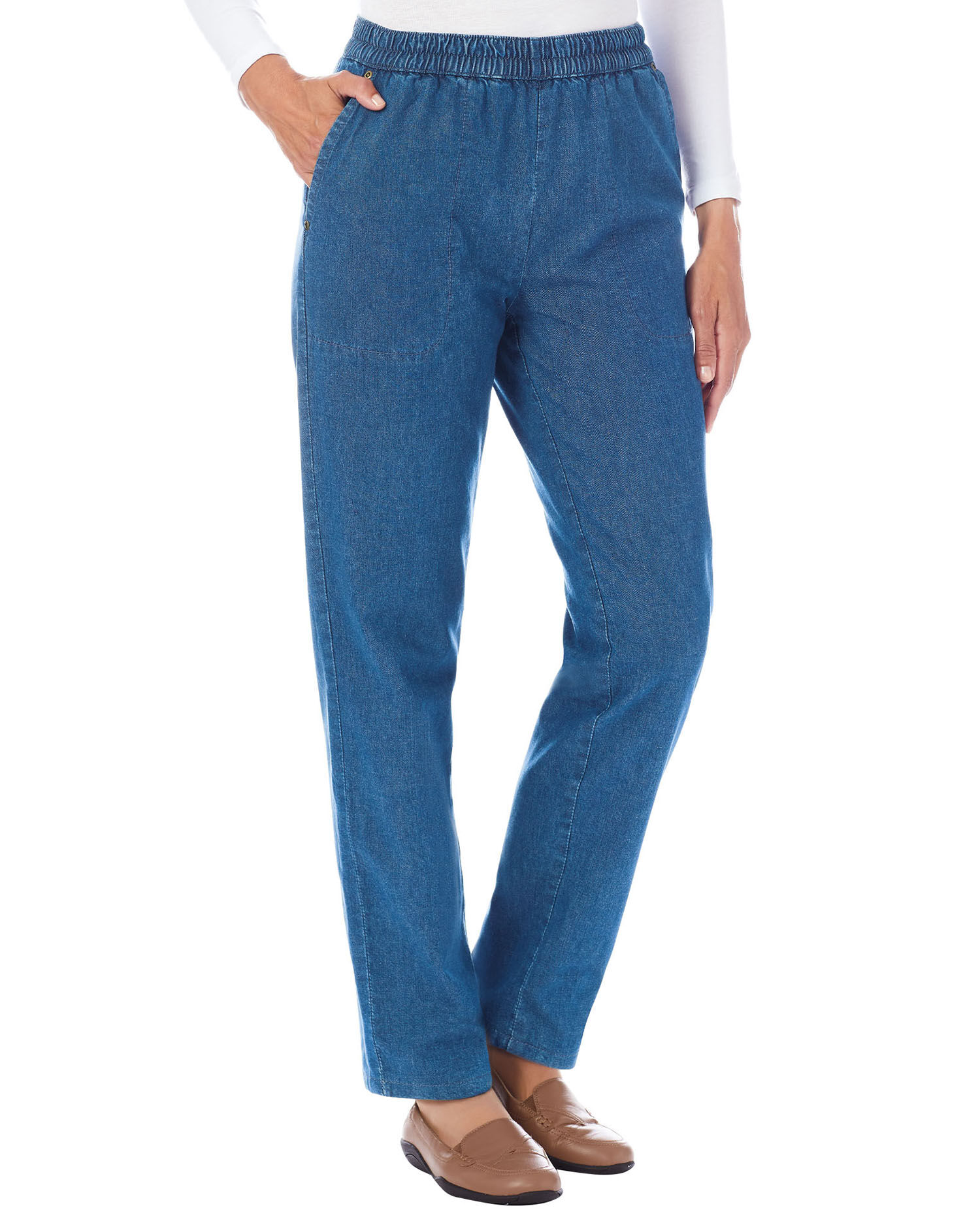 Haband Women's Flannel Lined Stretch Waist Classic Cotton