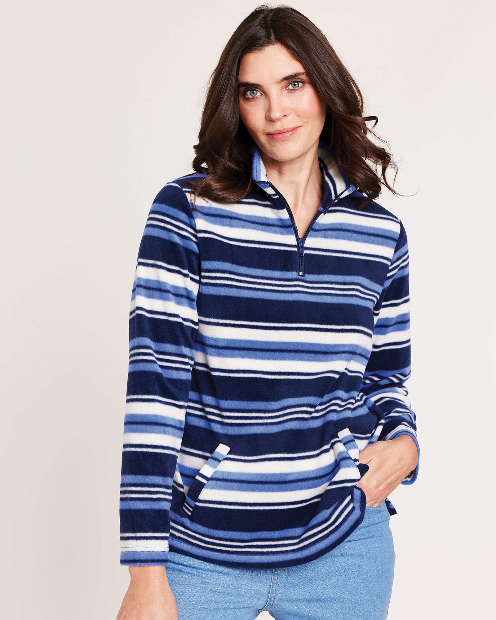 Scandia Fleece Quarter-Zip Pocket Top | Blair