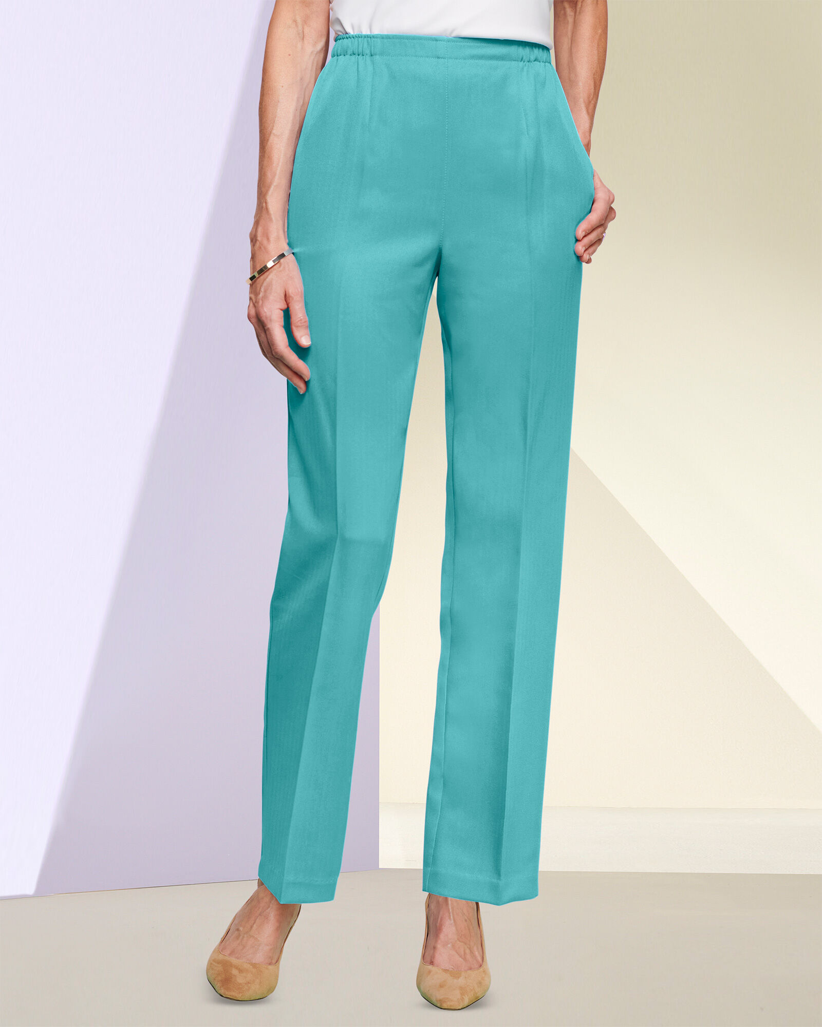 Herringbone Straight Leg Pull-On Pants | Draper's & Damon's Herringbone Straight Leg Pull-On Pants | Draper's & Damon's