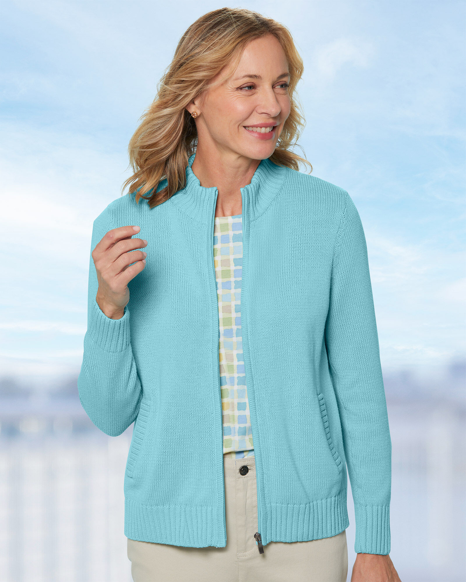 Bayside Cotton Zip-Front Cardigan | Appleseed's
