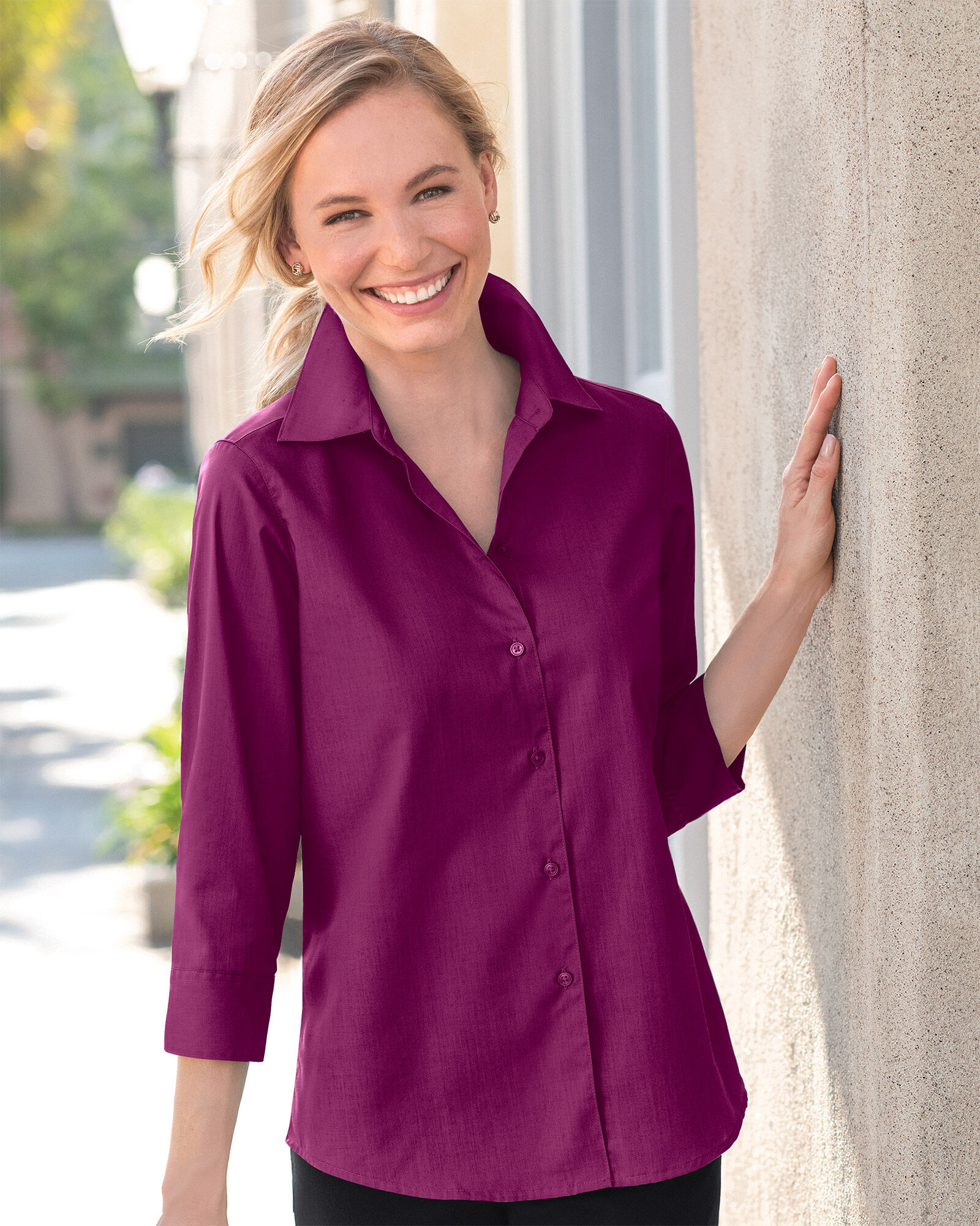 Foxcroft Perfect-Fit Three-Quarter-Sleeve Shirt | Appleseed's