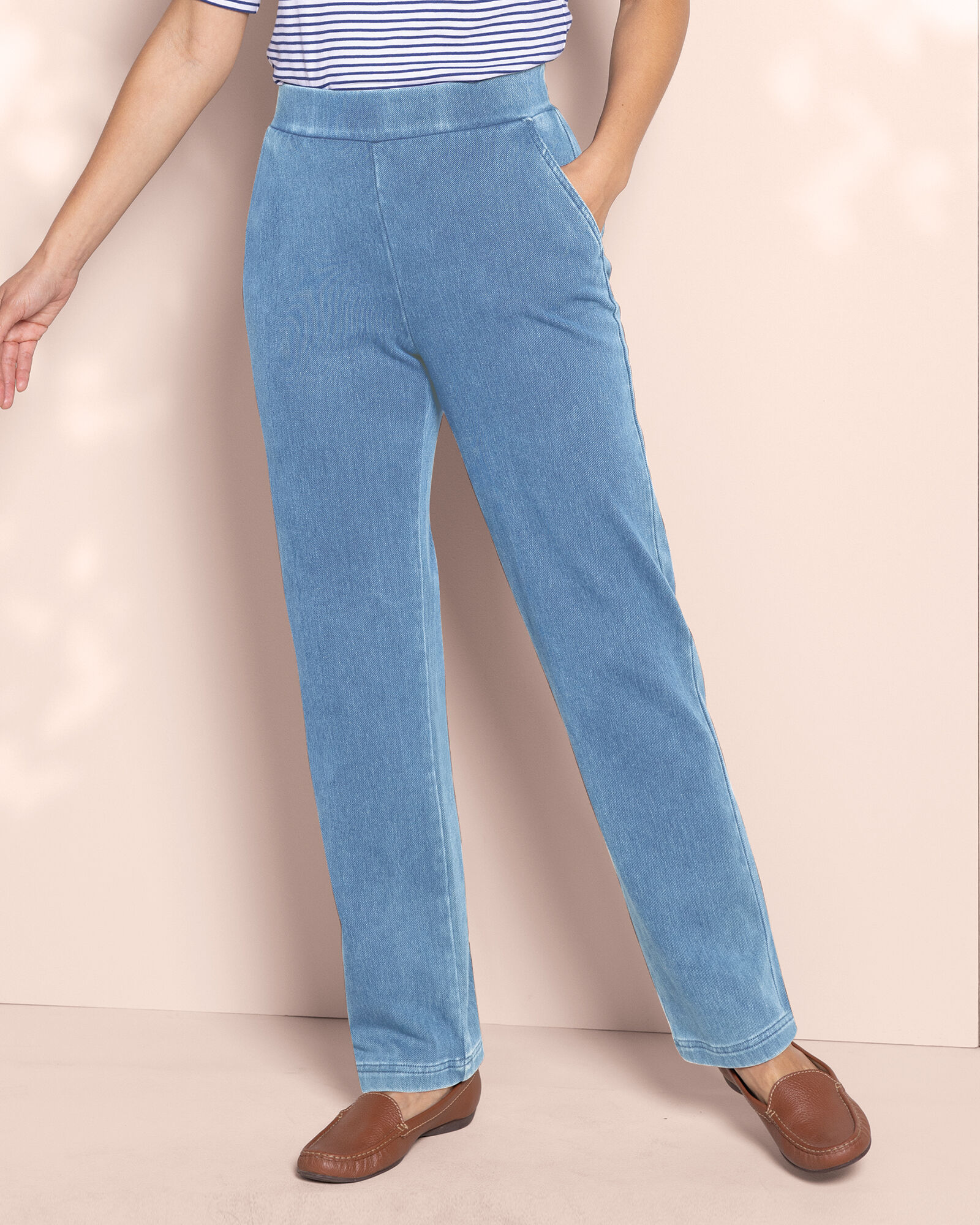 Classic Knit Denim Straight Leg Pants | Appleseed's