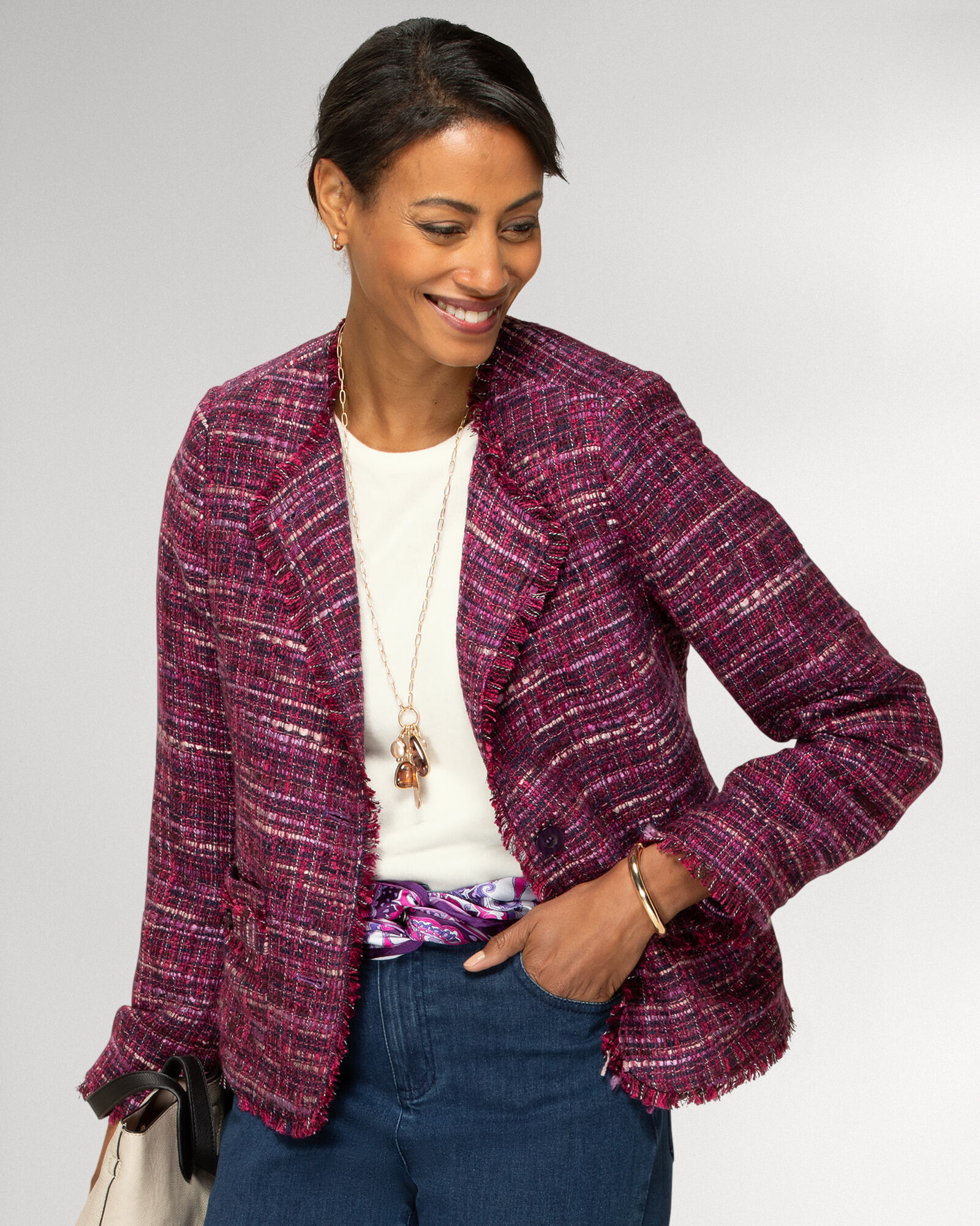 Amazon.com: JYHBHMZG Red Tweed Jacket - Casual Spring/Autumn