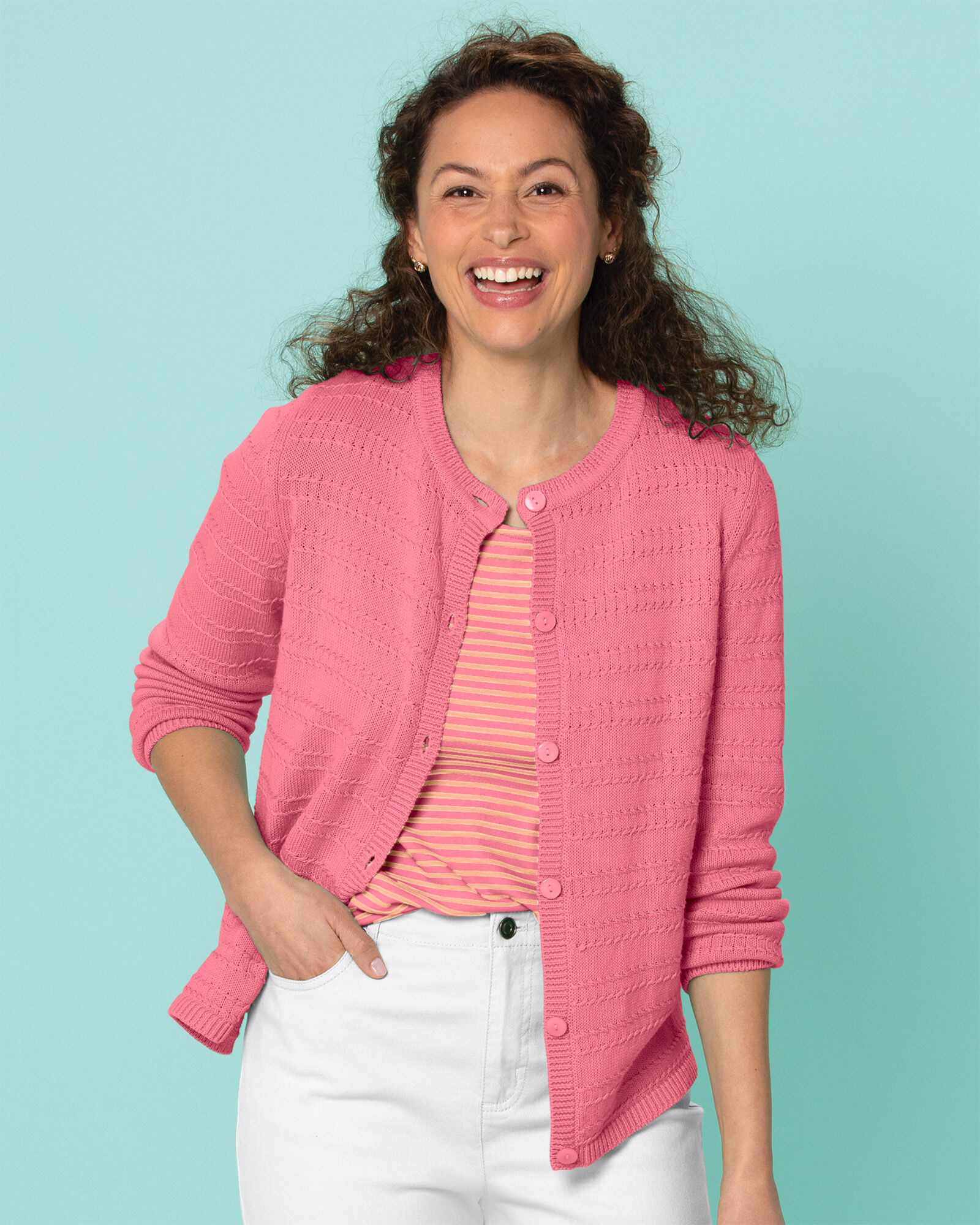 Bayside Cotton Textured Stripe Cardigan | Appleseed's