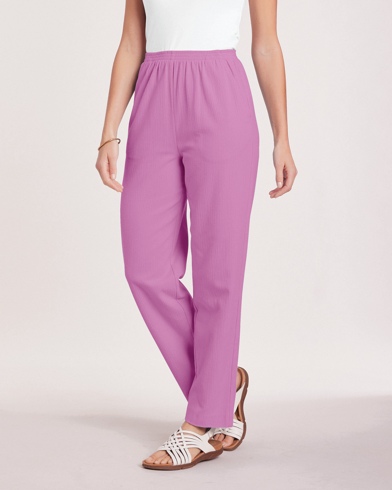 Crinkle Calcutta Cloth Pull-On Pants