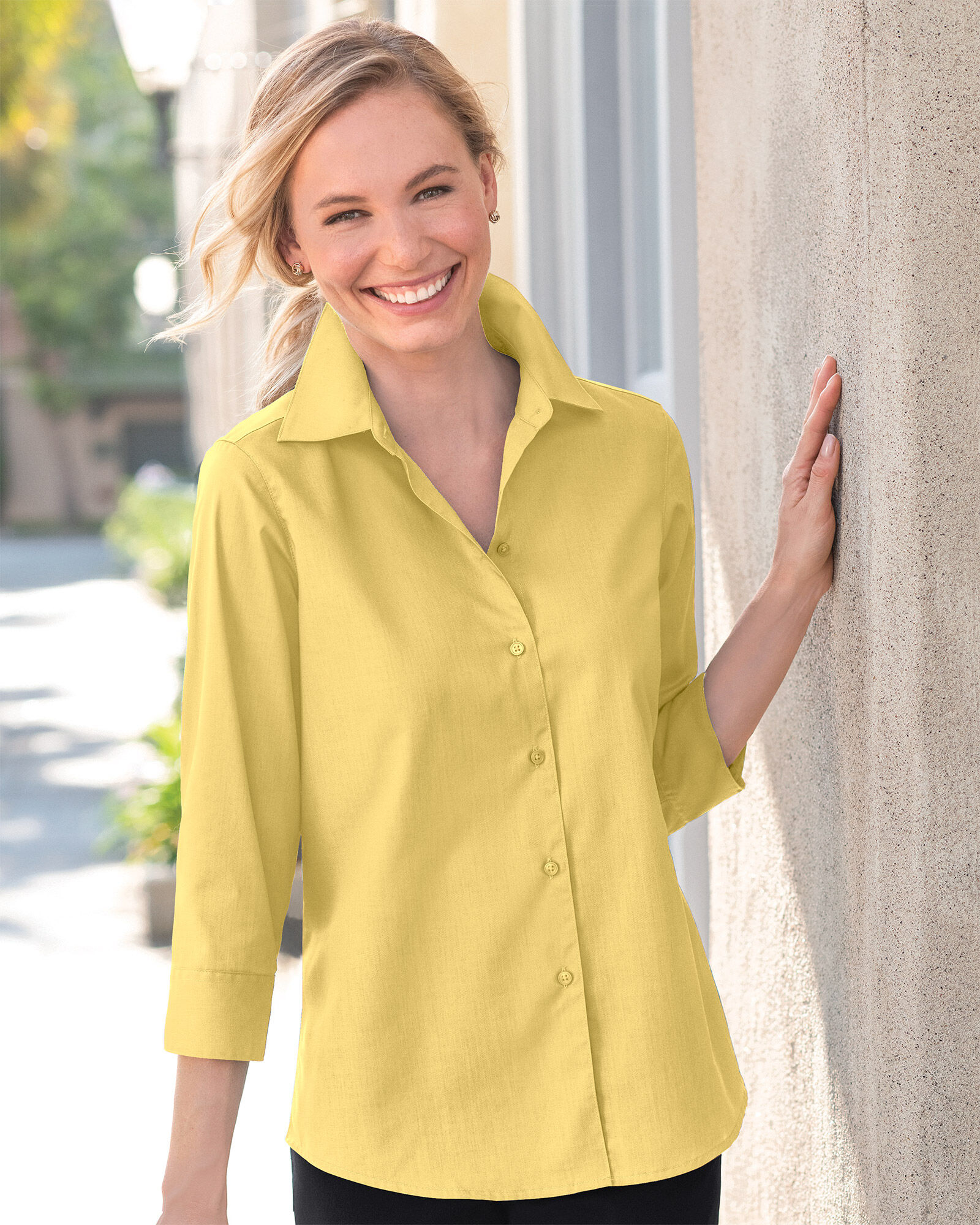 人気アイテムランキング Foxcroft Perfect-Fit Appleseed's | Shirt Three-Quarter-Sleeve トップス