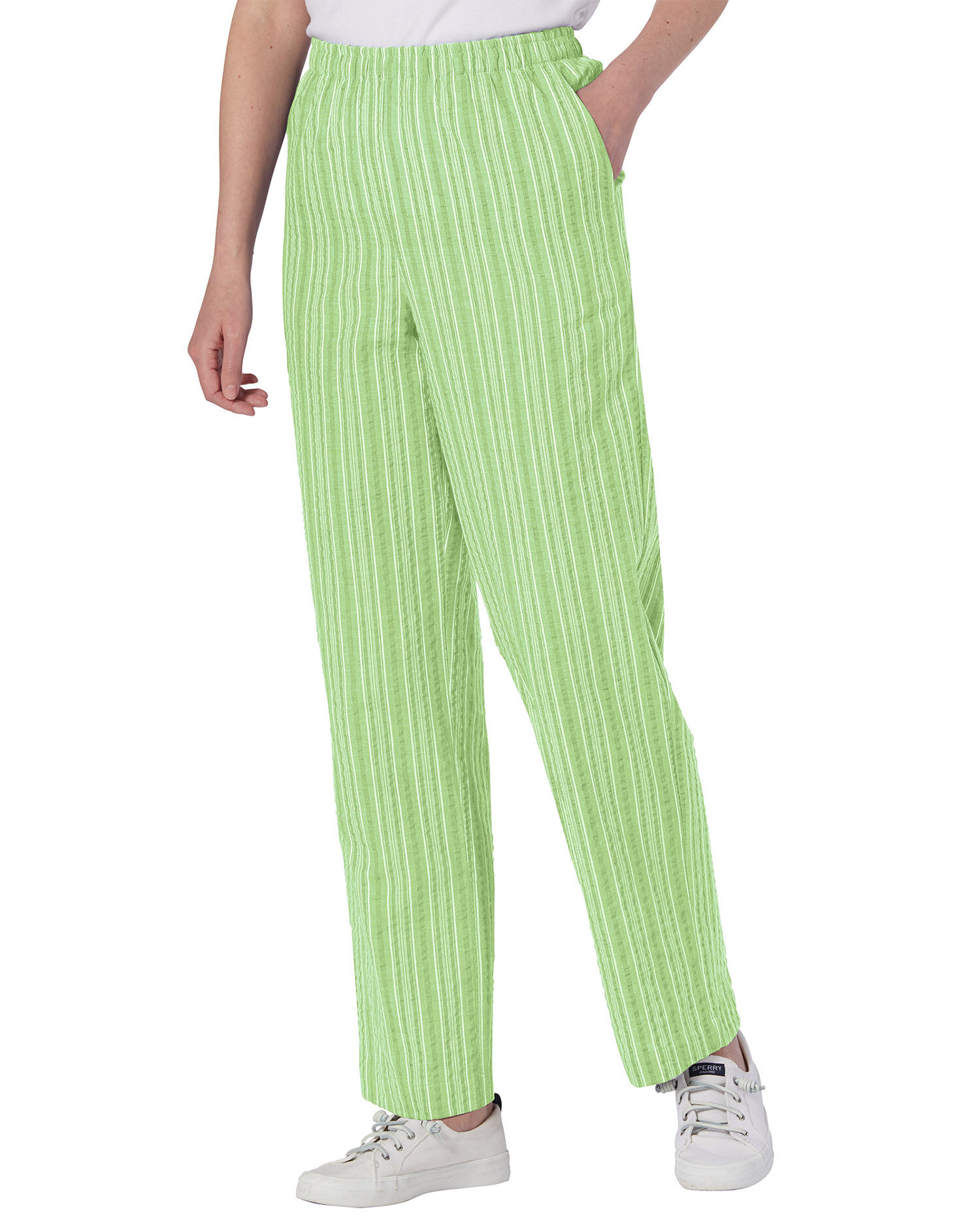 Seersucker Stripe Elastic-Waist Pants | Appleseed's