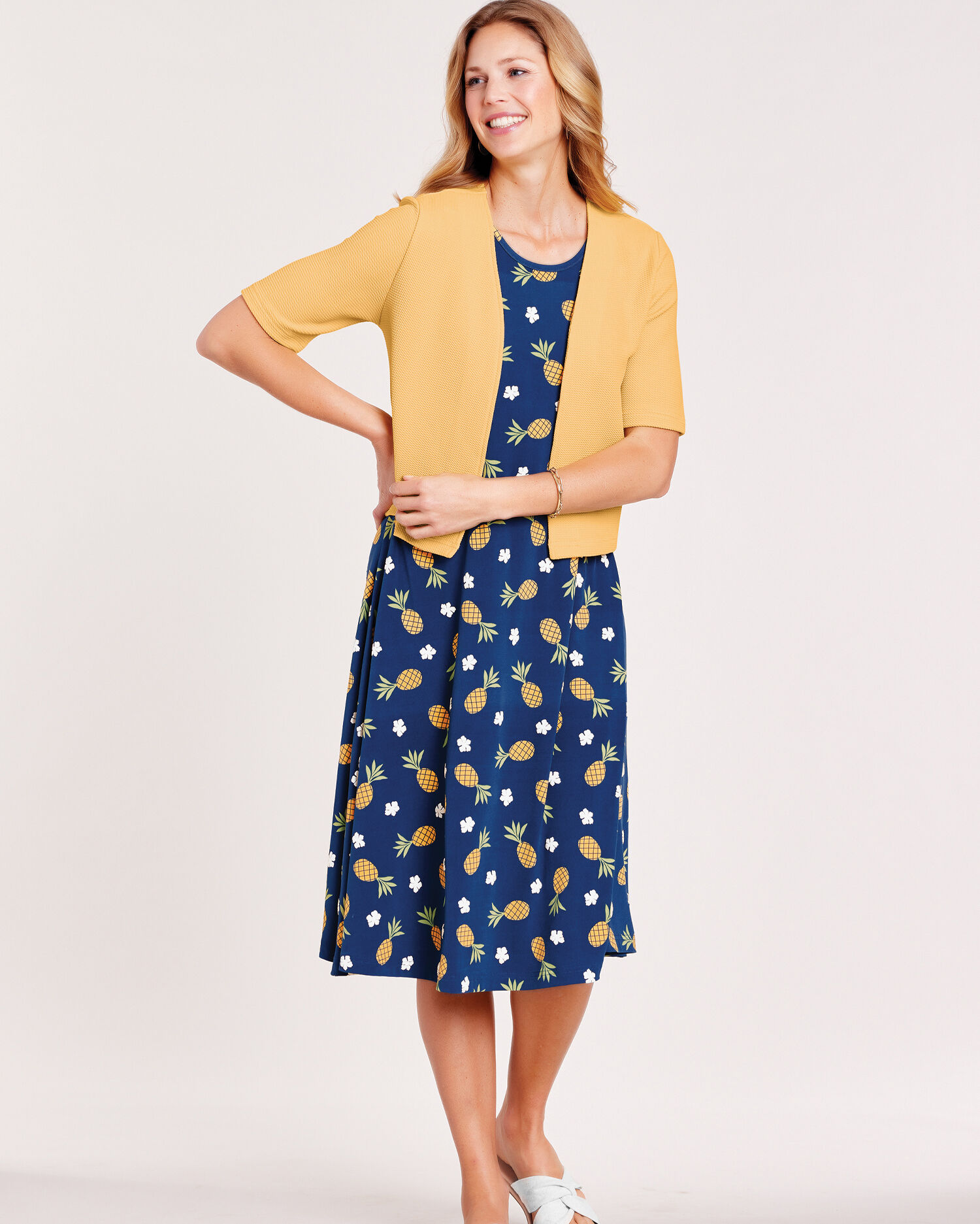 Short-Sleeve 2-Piece Novelty Jacket Dress