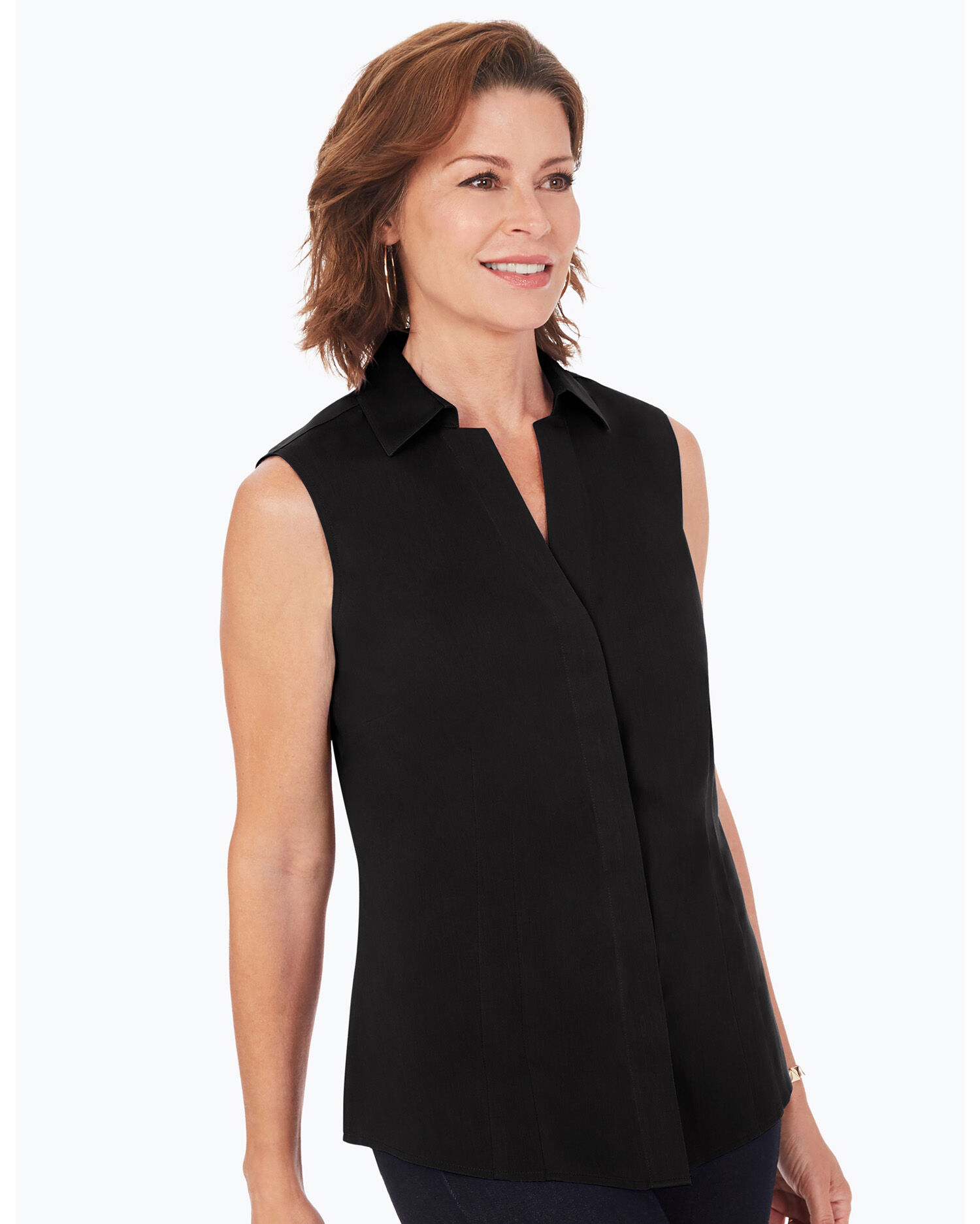 特価品セ Essential Taylor Foxcroft Stretch Shirt Sleeveless Non-Iron トップス