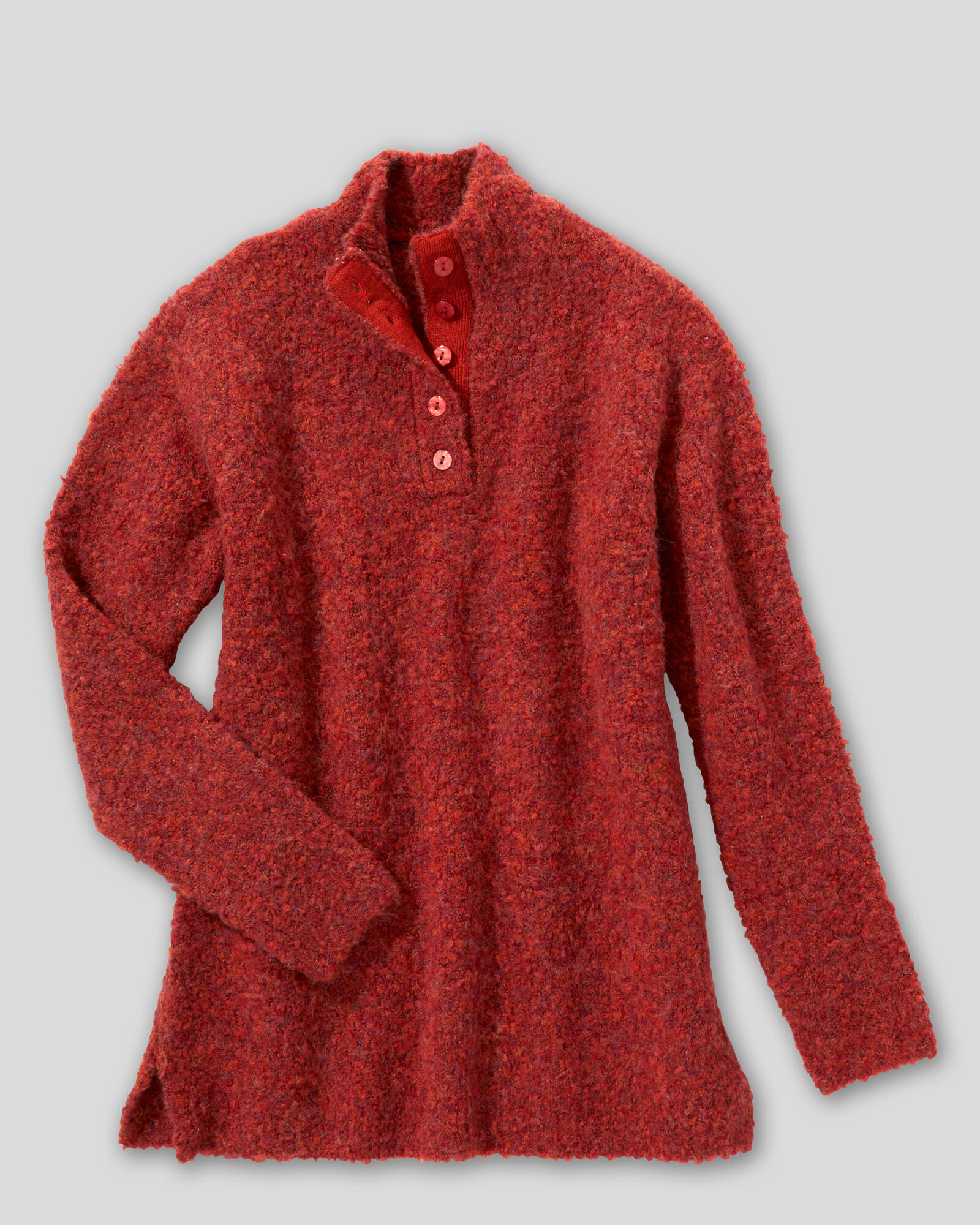 Appleseeds Women's Luxe Bouclè Mockneck Henley - Multi - PXL - Petite sold by Buff